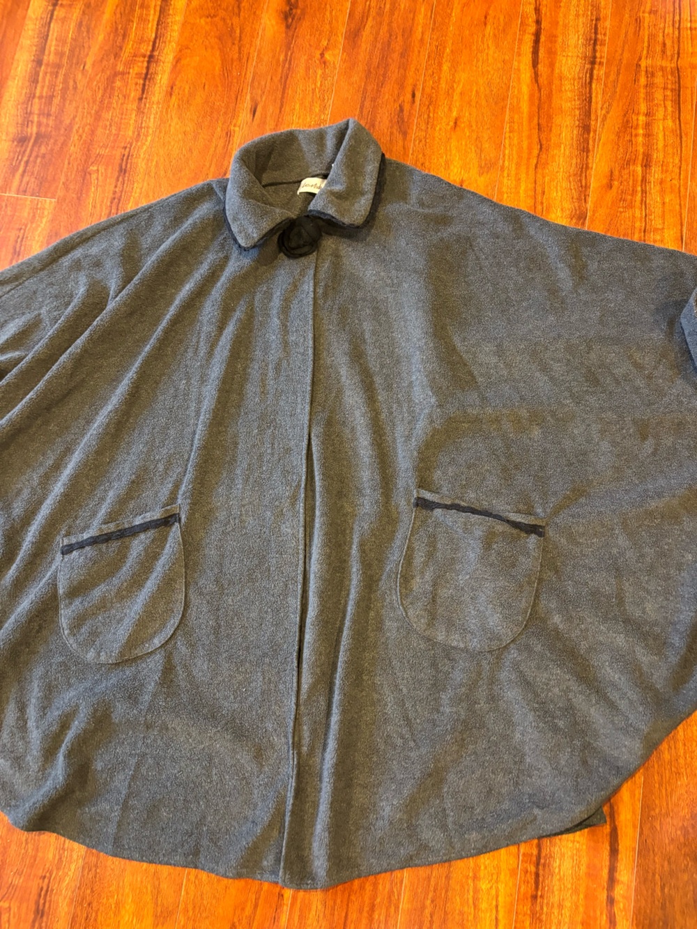 Women's Charcoal Gray Cape Coat - Classic Collared Wrap